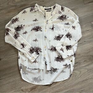 Scotch & Soda Cream and Brown Floral Button Down Shirt
